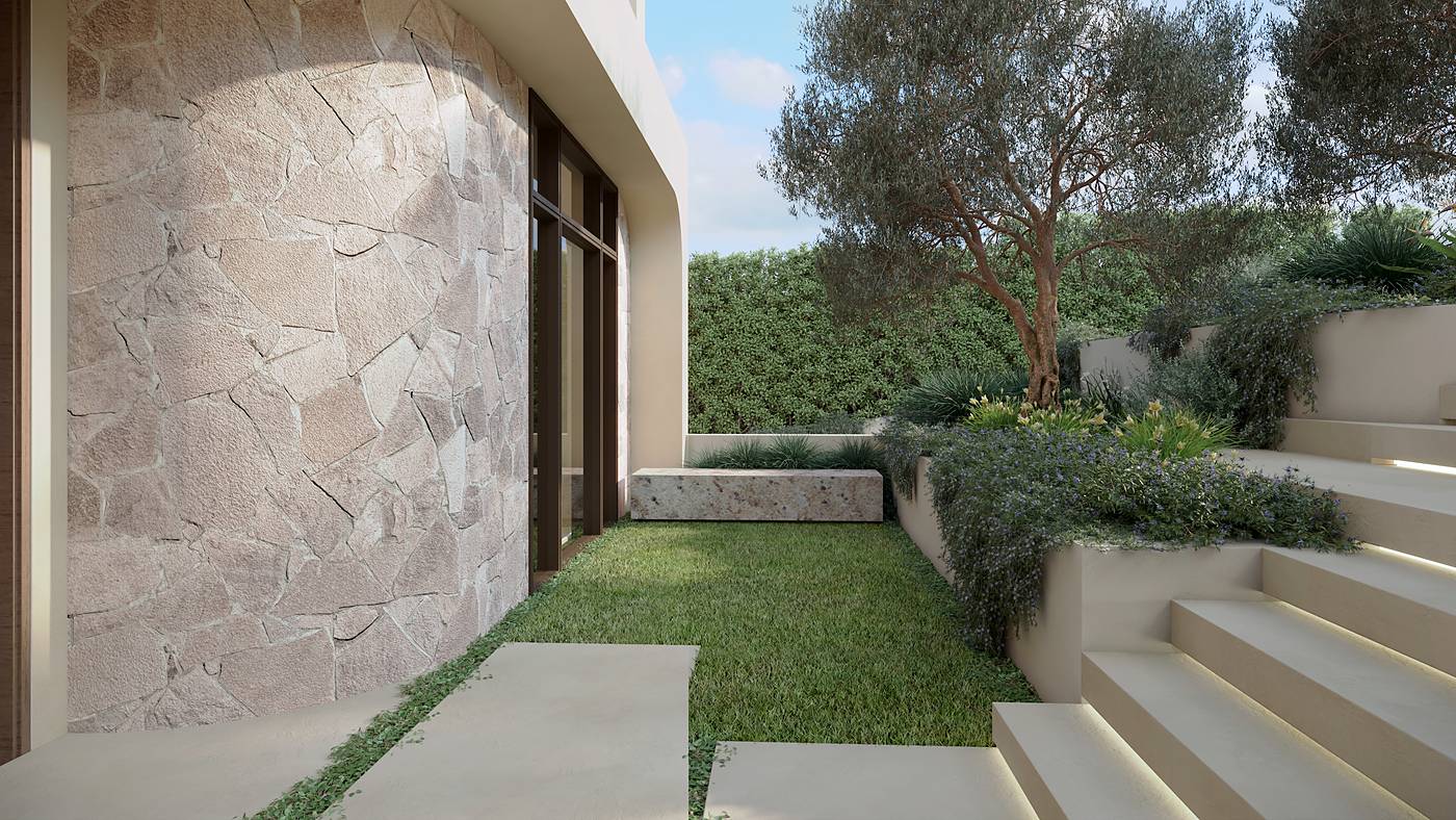 Avalon Court, Avondale Heights, Melbourne. 3D render of the landscape design