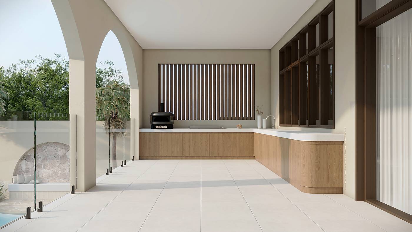 Avalon Court, Avondale Heights, Melbourne. 3D render of the landscape design
