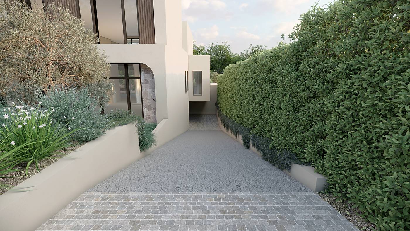 Avalon Court, Avondale Heights, Melbourne. 3D render of the landscape design