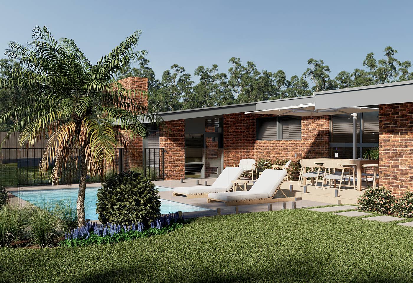 Bonds Road, Lower Plenty, Melbourne. 3D render of the landscape design