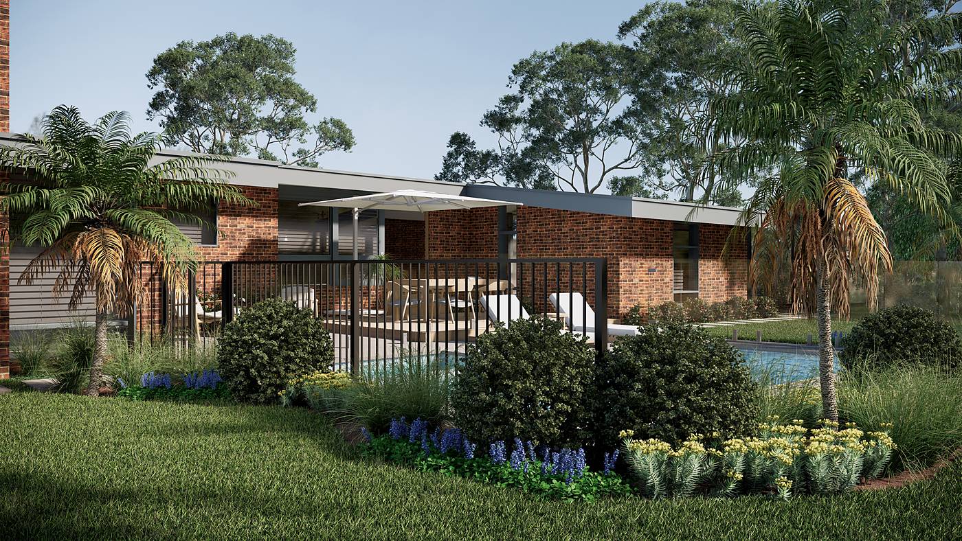 Bonds Road, Lower Plenty, Melbourne. 3D render of the landscape design