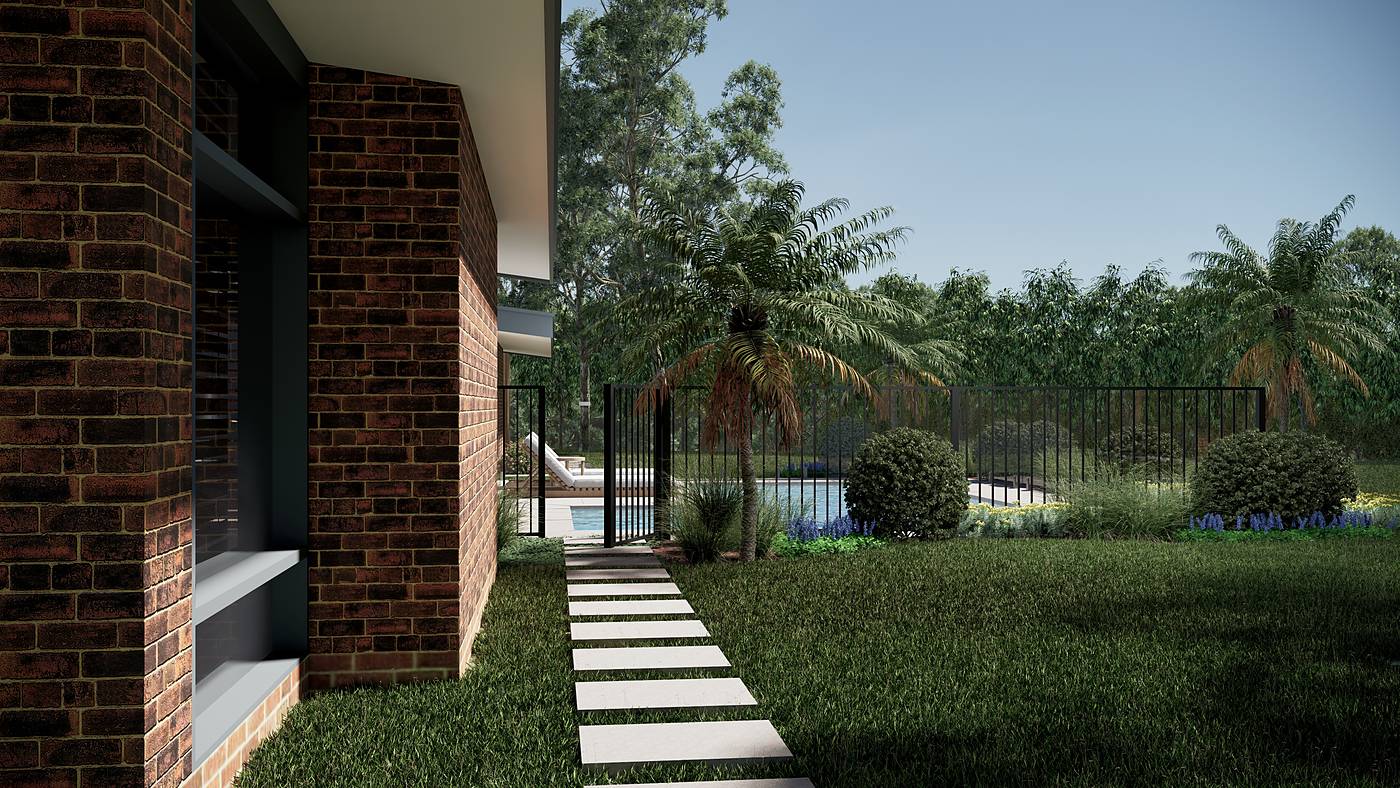 Bonds Road, Lower Plenty, Melbourne. 3D render of the landscape design