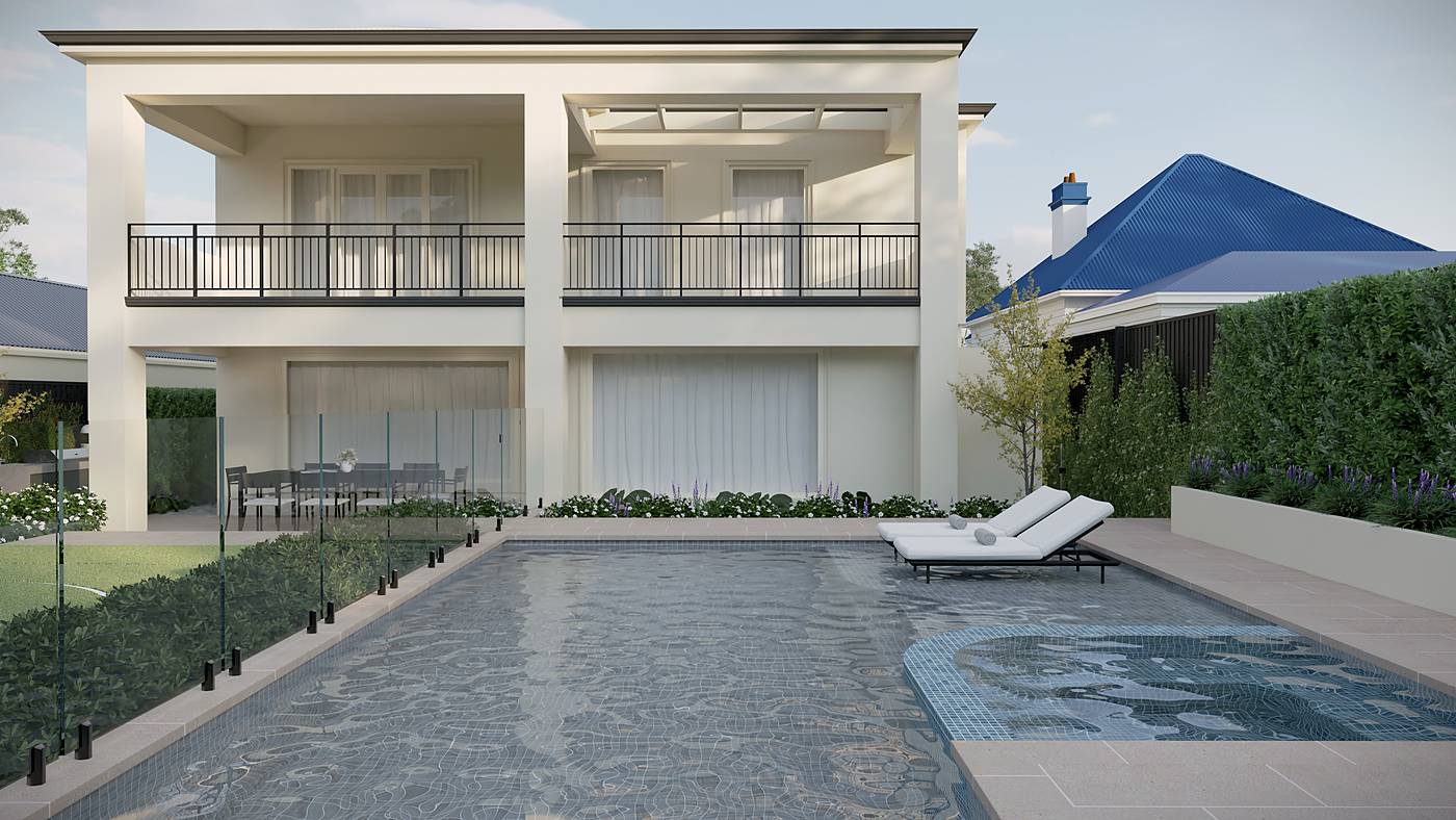 Bonview Road, Malvern, Melbourne. 3D render of the landscape design