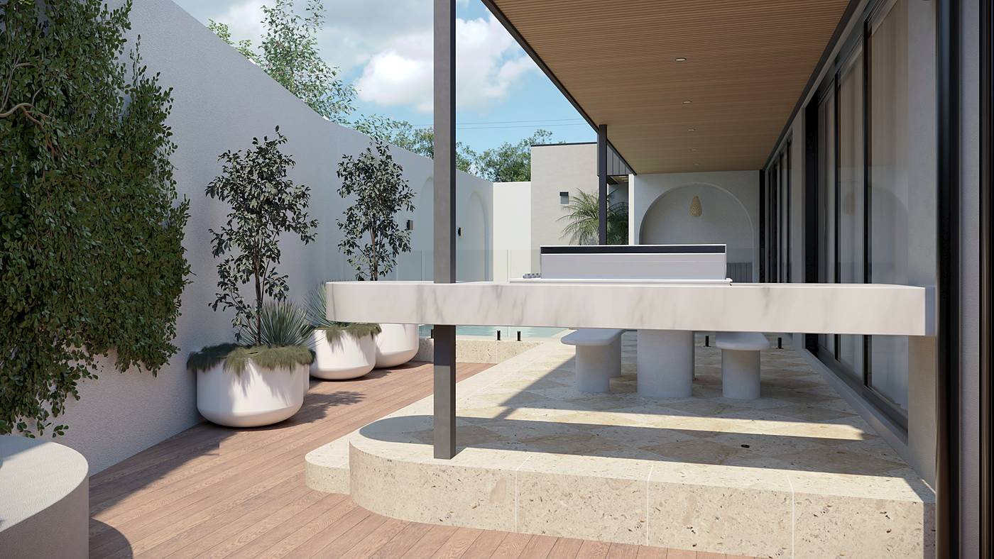 Brewster Street, Essendon, Melbourne. 3D render of the landscape design
