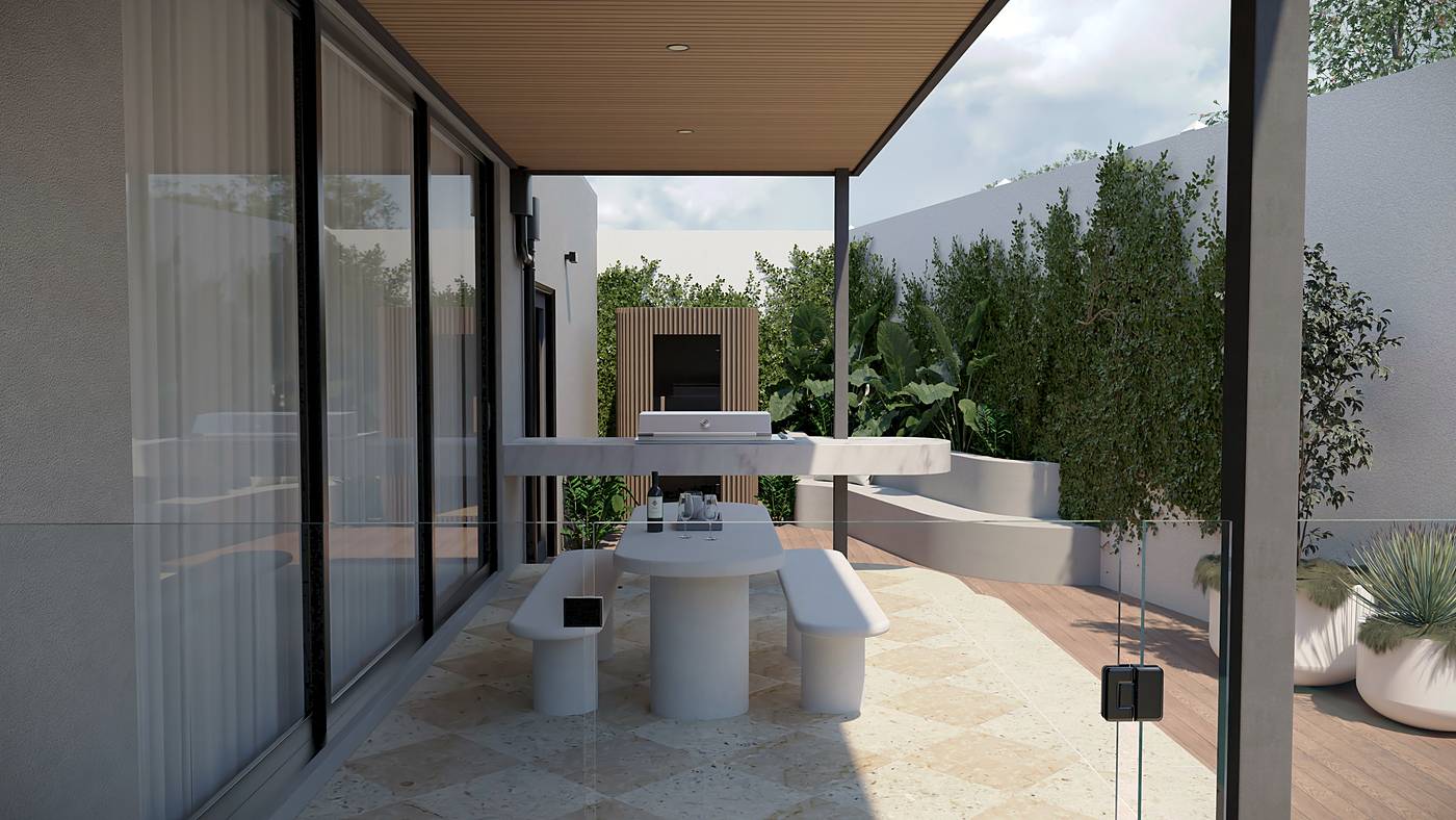 Brewster Street, Essendon, Melbourne. 3D render of the landscape design