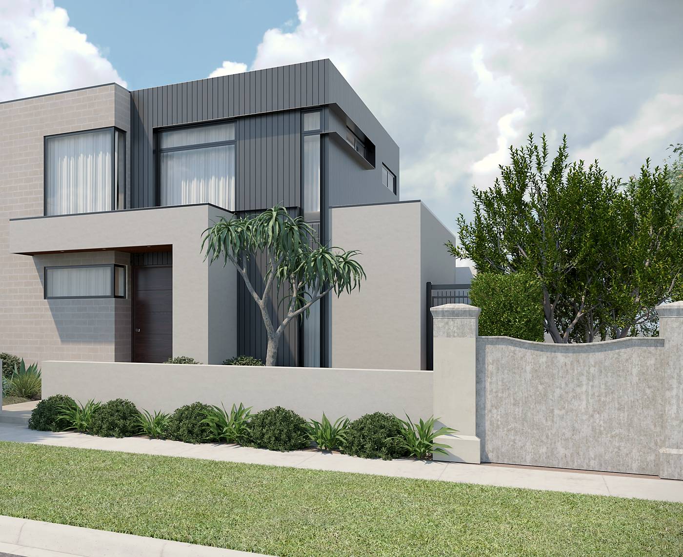 Brewster Street, Essendon, Melbourne. 3D render of the landscape design