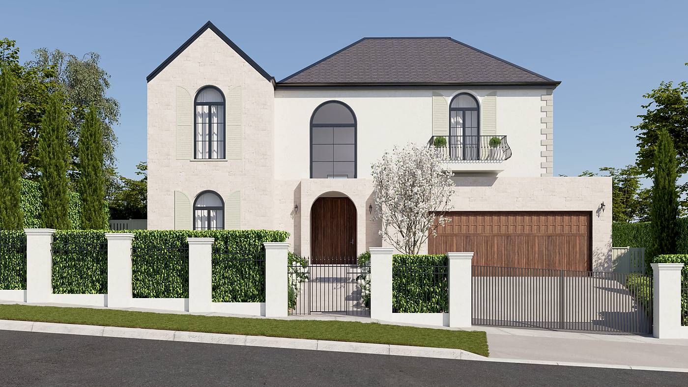 Brunel Street, Malvern East, Melbourne. 3D render of the landscape design