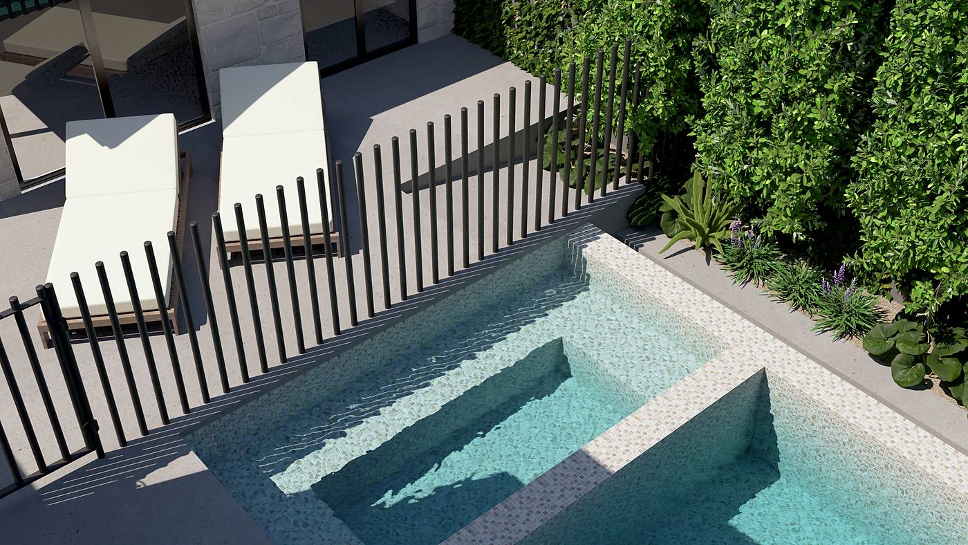 Brunel Street, Malvern East, Melbourne. 3D render of the landscape design
