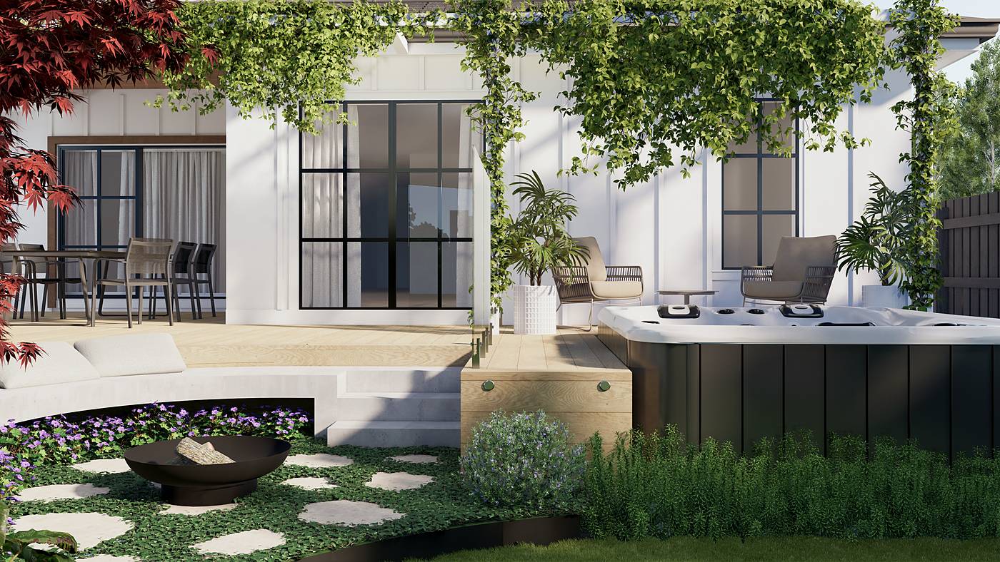 Brysons Road, Warranwood, Melbourne. 3D render of the landscape design