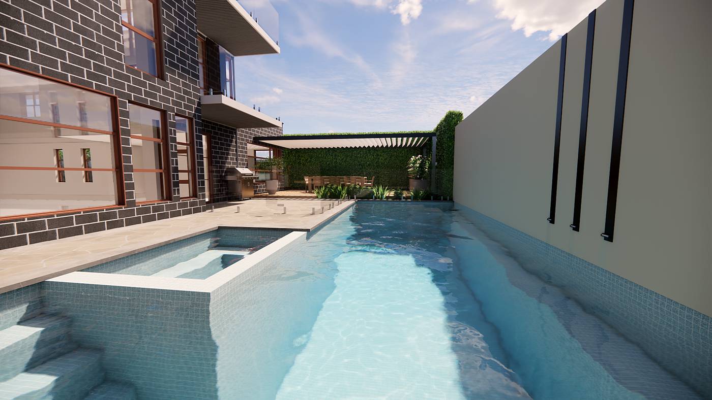 Constance Street, Hawthorn East, Melbourne. 3D render of the landscape design