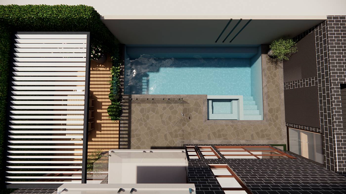 Constance Street, Hawthorn East, Melbourne. 3D render of the landscape design