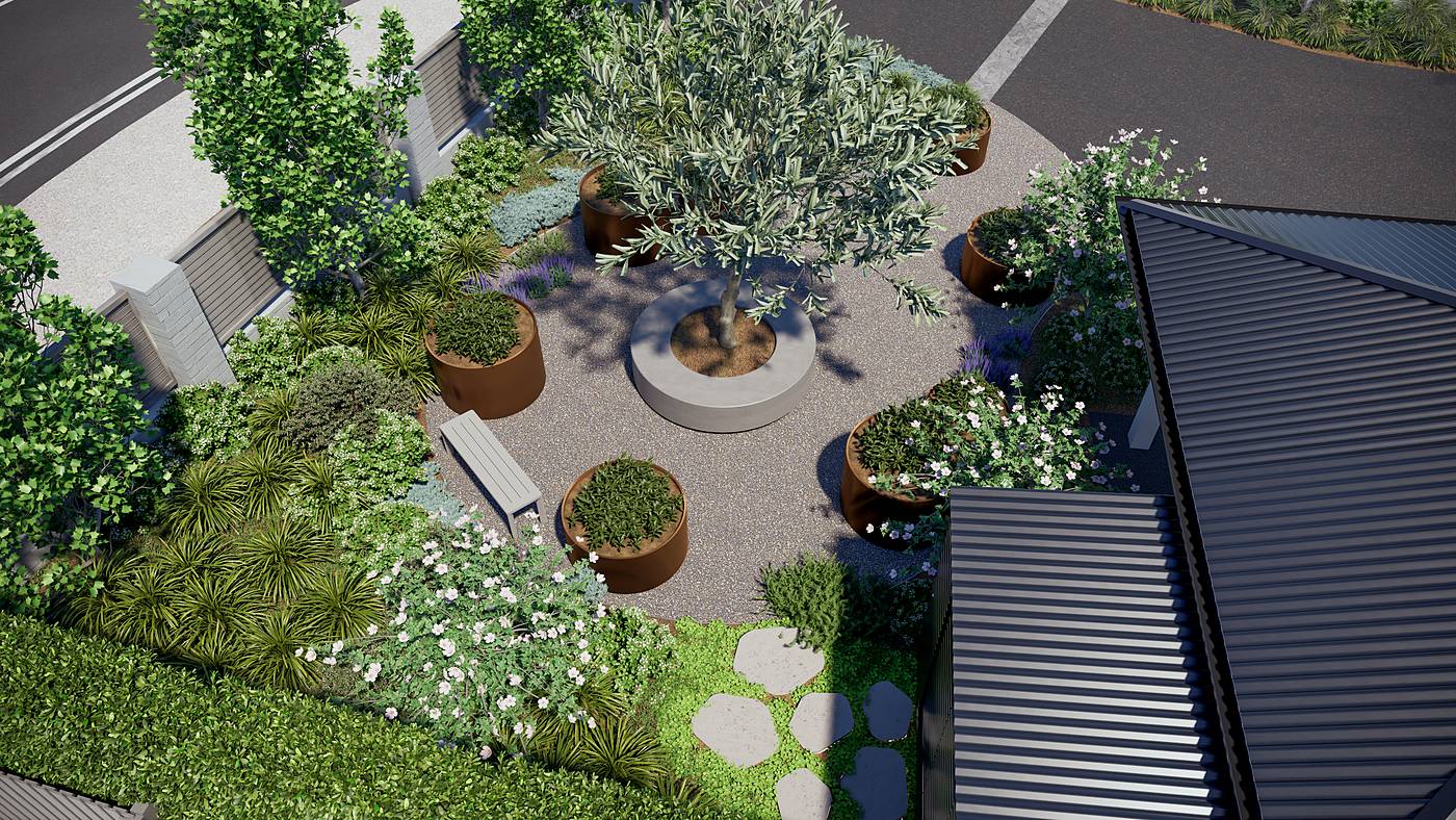 Dickie Road, Bacchus Marsh, Victoria. 3D render of the landscape design