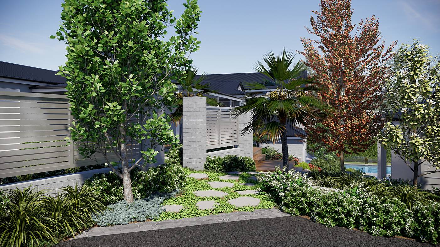 Dickie Road, Bacchus Marsh, Victoria. 3D render of the landscape design