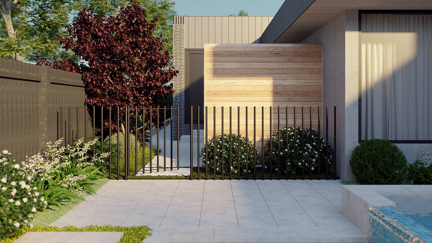 Elgin Street, Berwick, Melbourne. 3D render of the landscape design