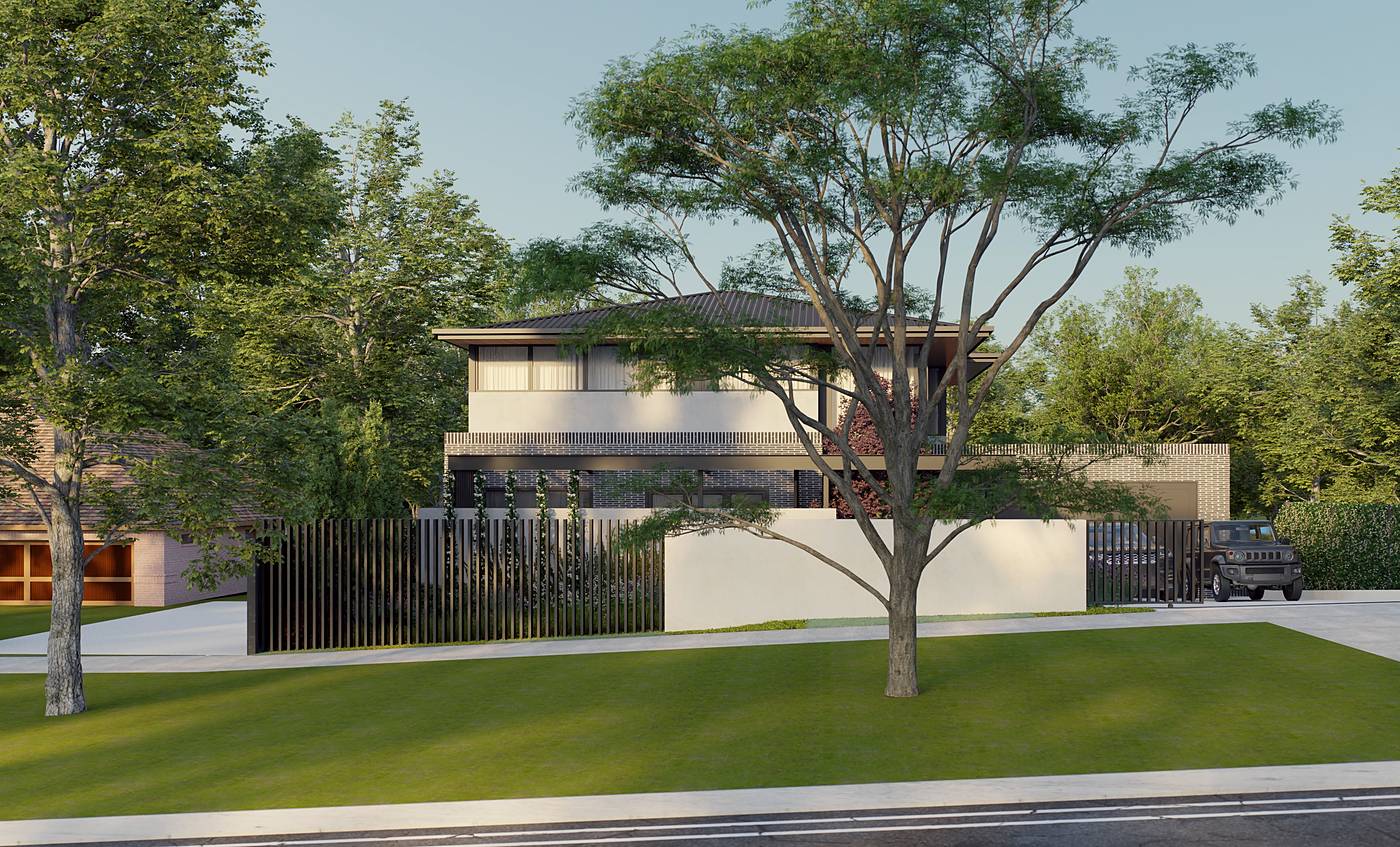 Elgin Street, Berwick, Melbourne. 3D render of the landscape design