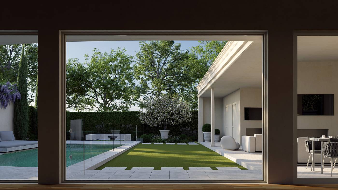 Ferdinand Avenue, Balwyn North, Melbourne. 3D render of the landscape design
