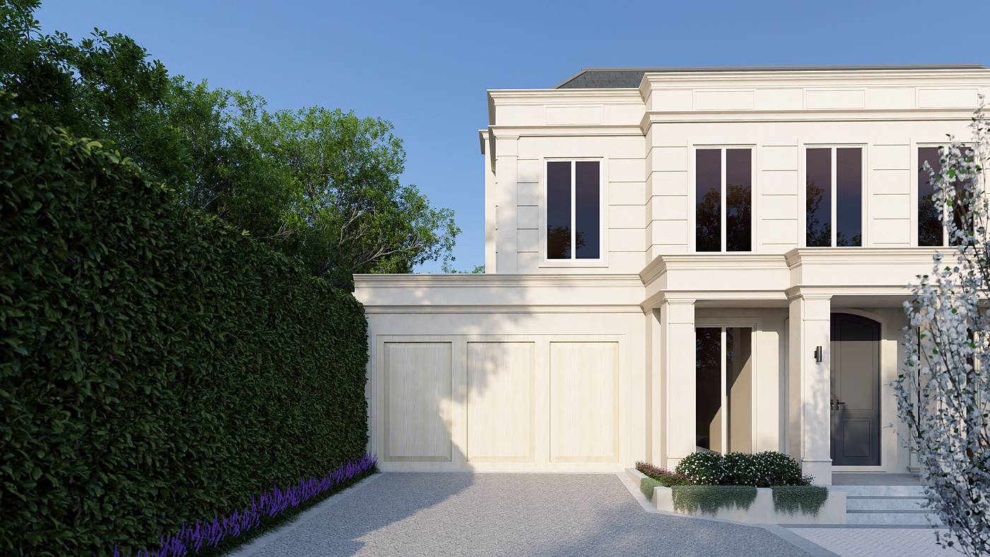 Ferdinand Avenue, Balwyn North, Melbourne. 3D render of the landscape design