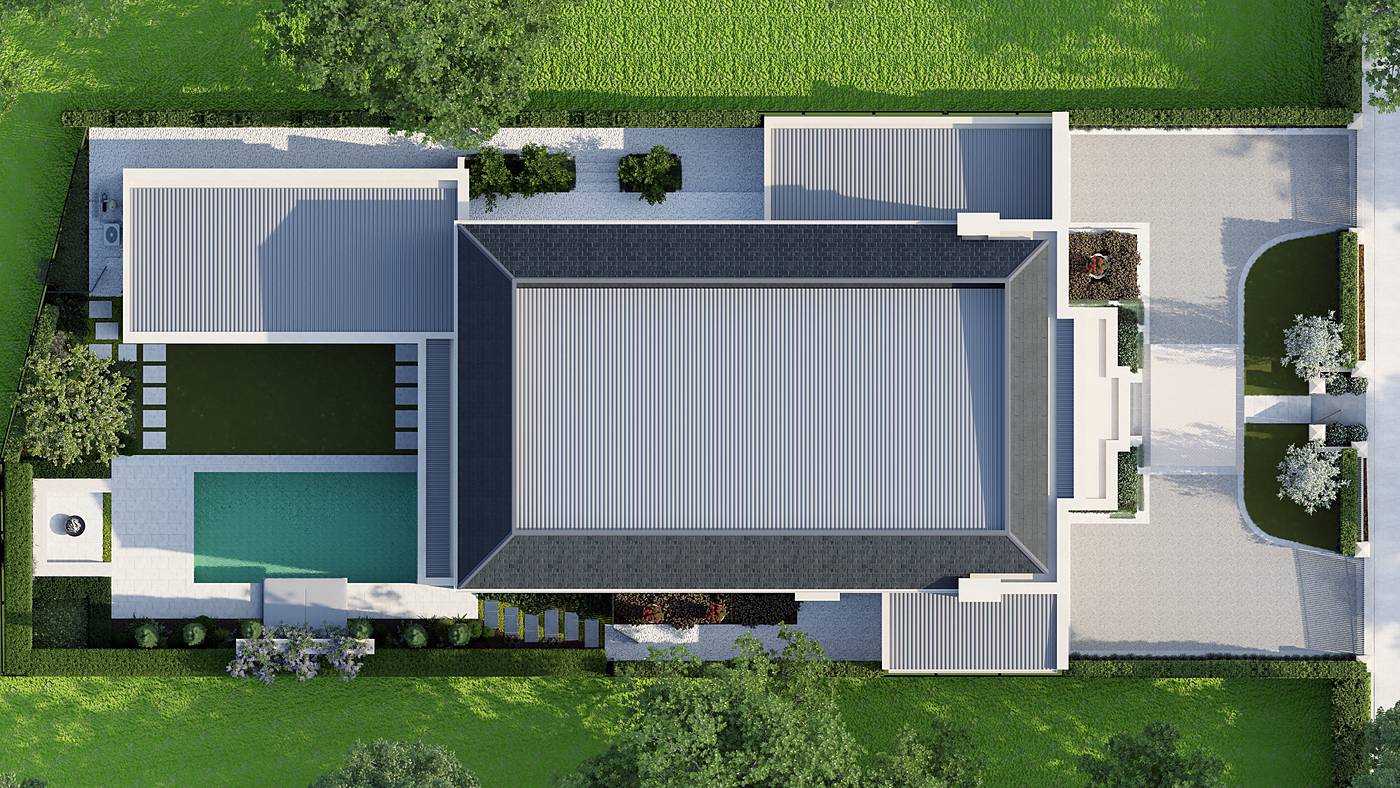 Ferdinand Avenue, Balwyn North, Melbourne. 3D render of the landscape design