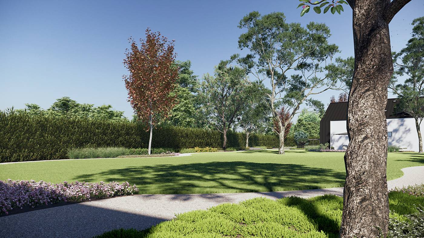 Heals Road, Mernda, Melbourne. 3D render of the landscape design