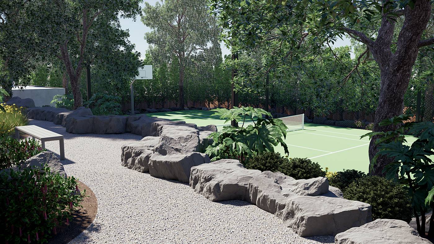 Lum Road, Wheelers Hill, Melbourne. 3D render of the landscape design