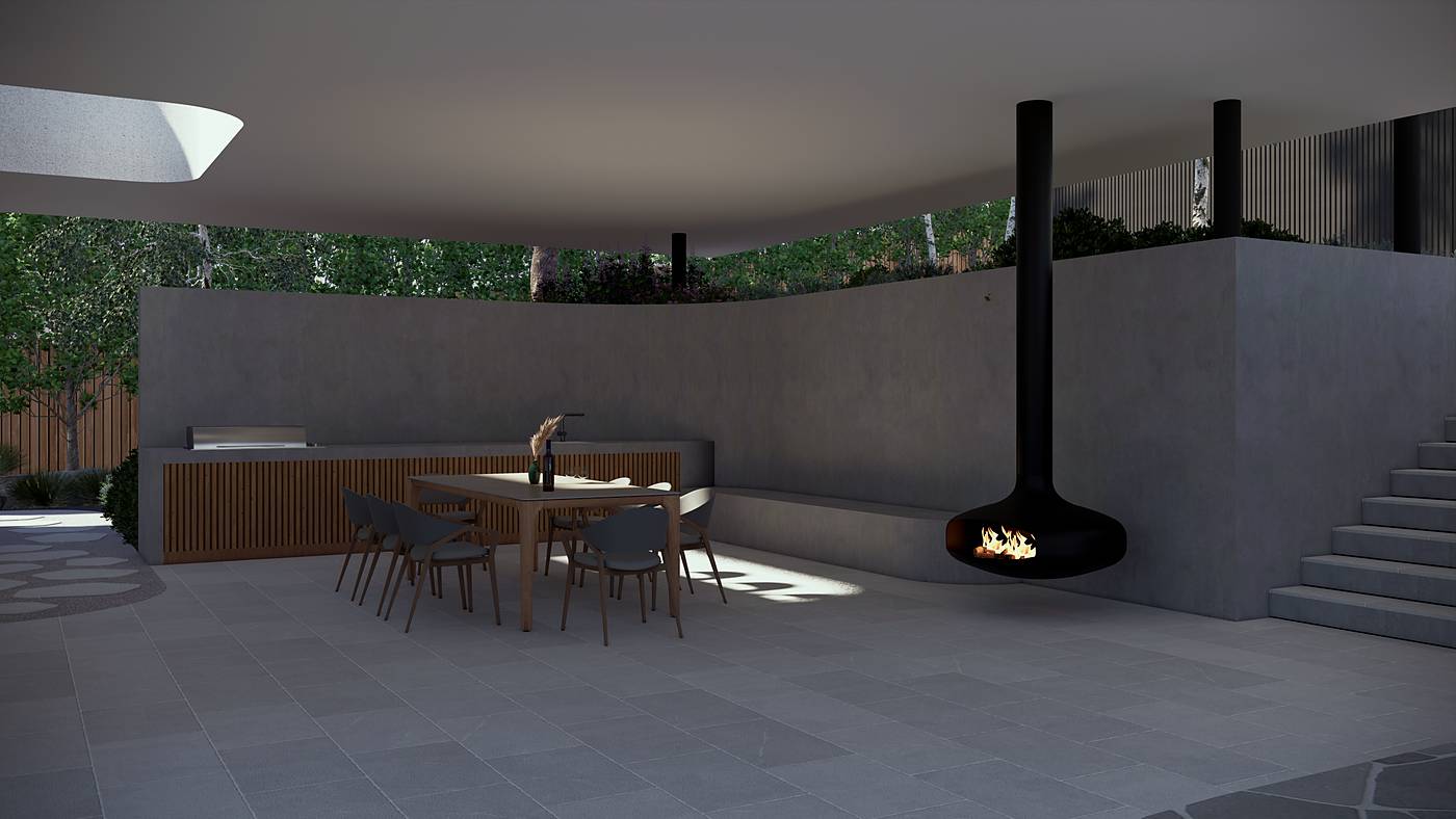 Lum Road, Wheelers Hill, Melbourne. 3D render of the landscape design