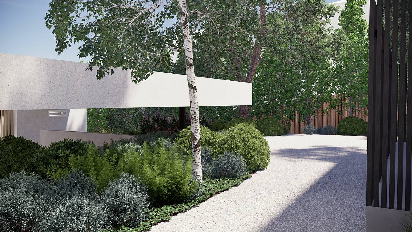 Lum Road, Wheelers Hill, Melbourne. 3D render of the landscape design