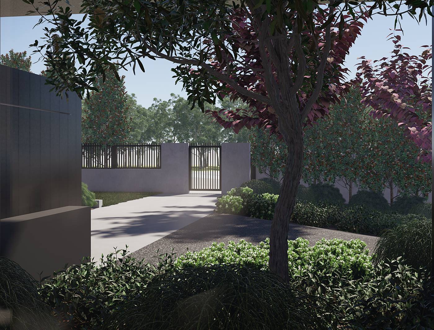 Lum Road, Wheelers Hill, Melbourne. 3D render of the landscape design