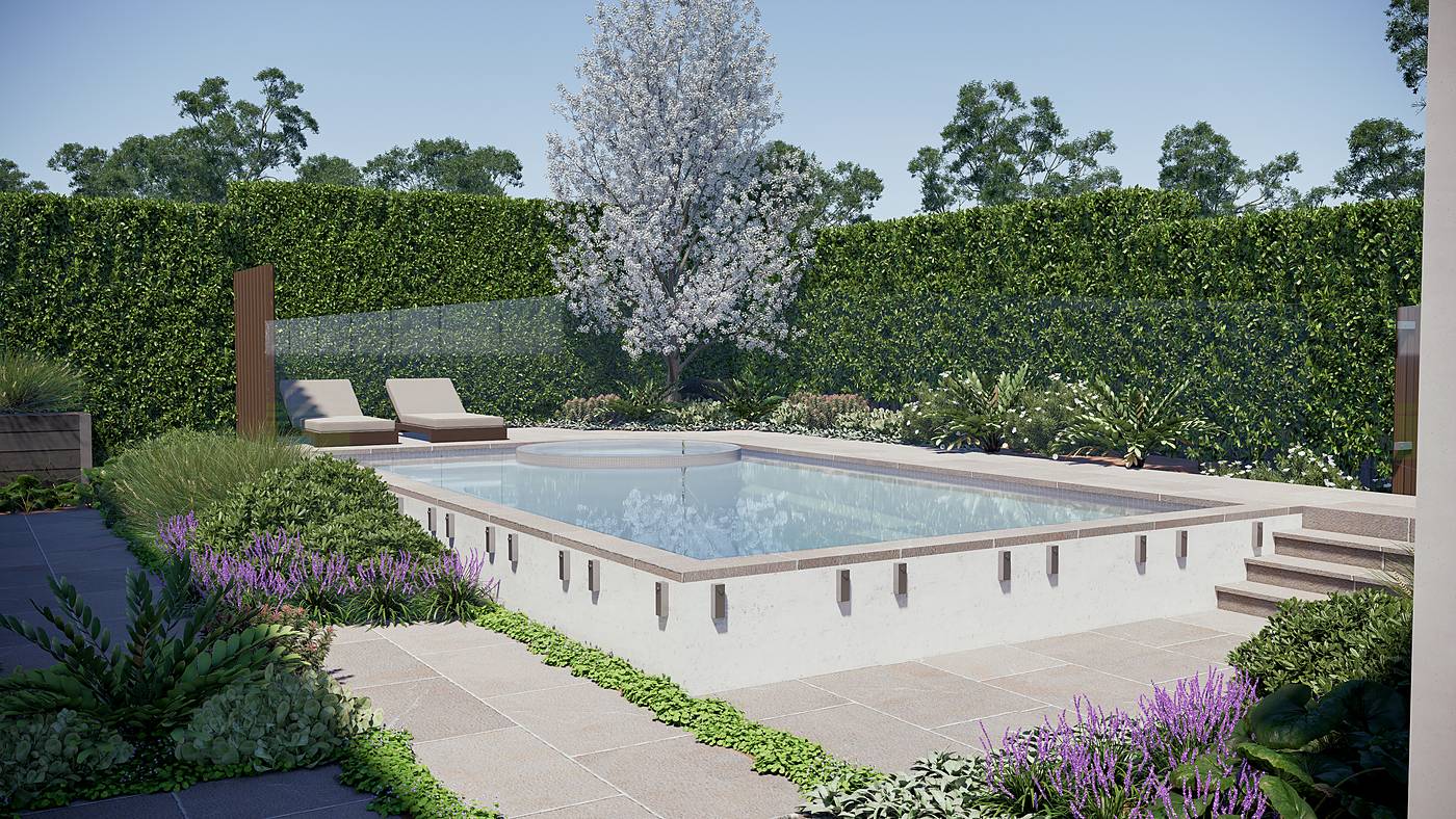Mackelroy Road, Plenty, Melbourne. 3D render of the landscape design