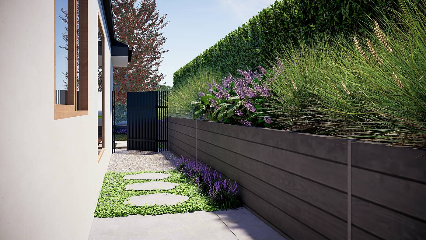 Mackelroy Road, Plenty, Melbourne. 3D render of the landscape design