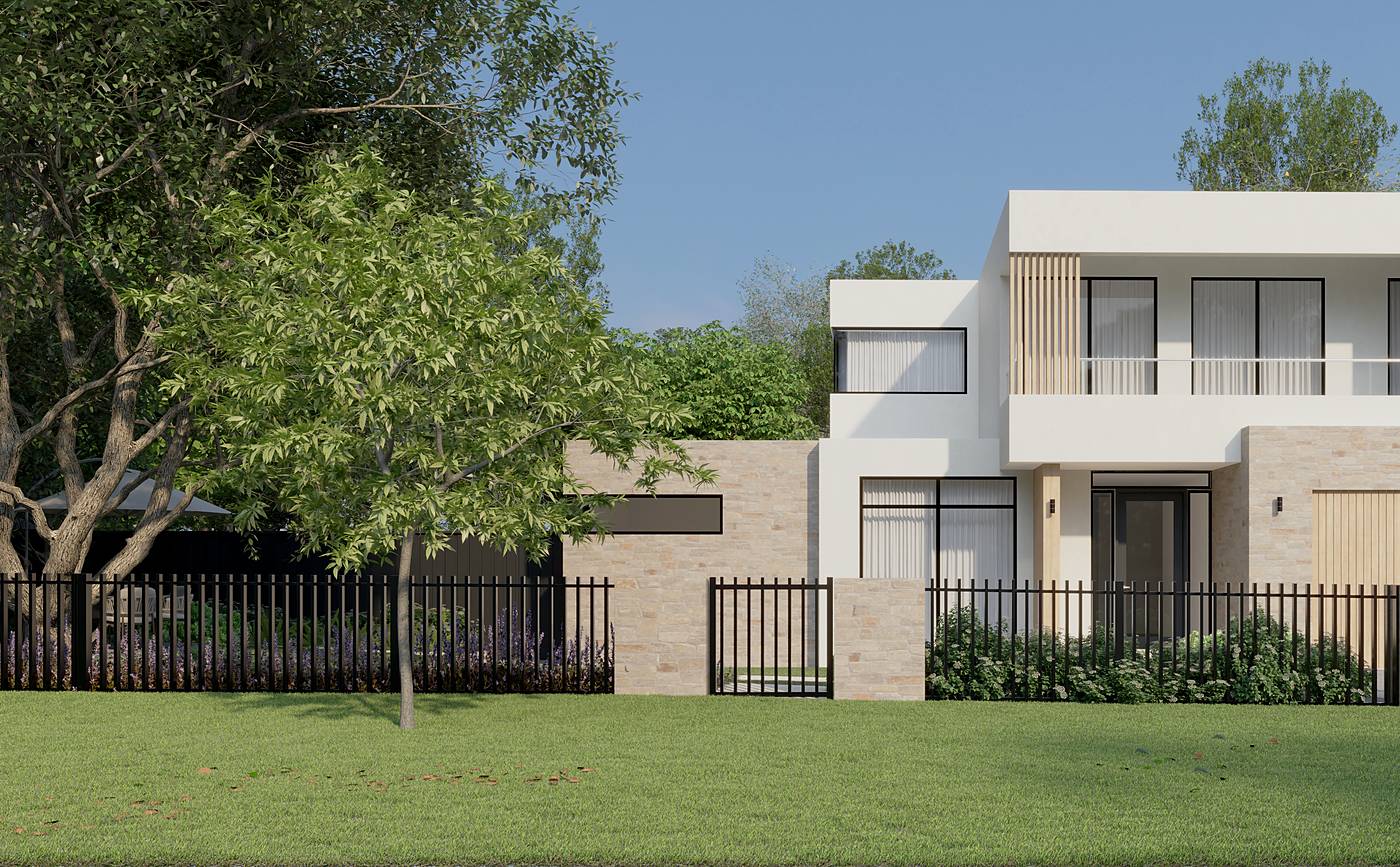 Neill Street, Berwick, Melbourne. 3D render of the landscape design