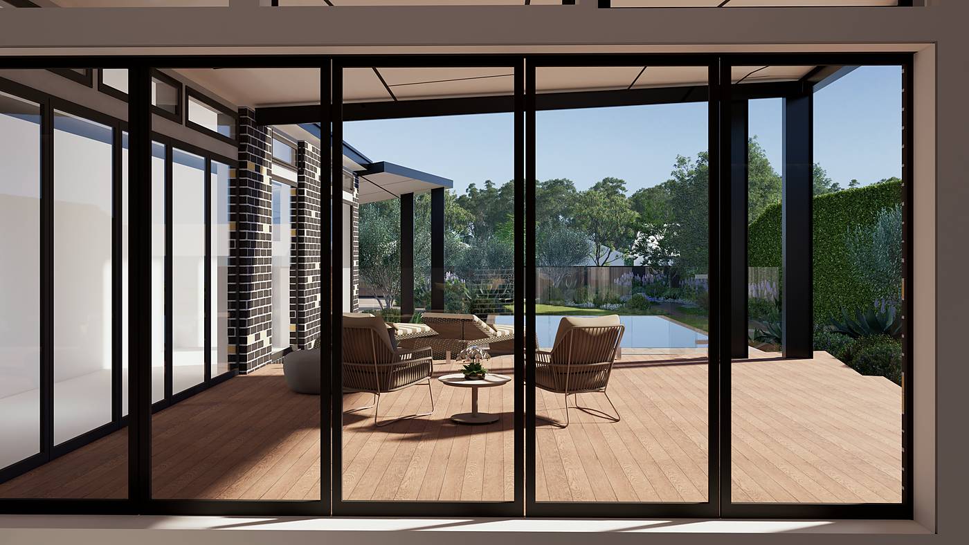 Olive Avenue, Harkaway, Melbourne. 3D render of the landscape design