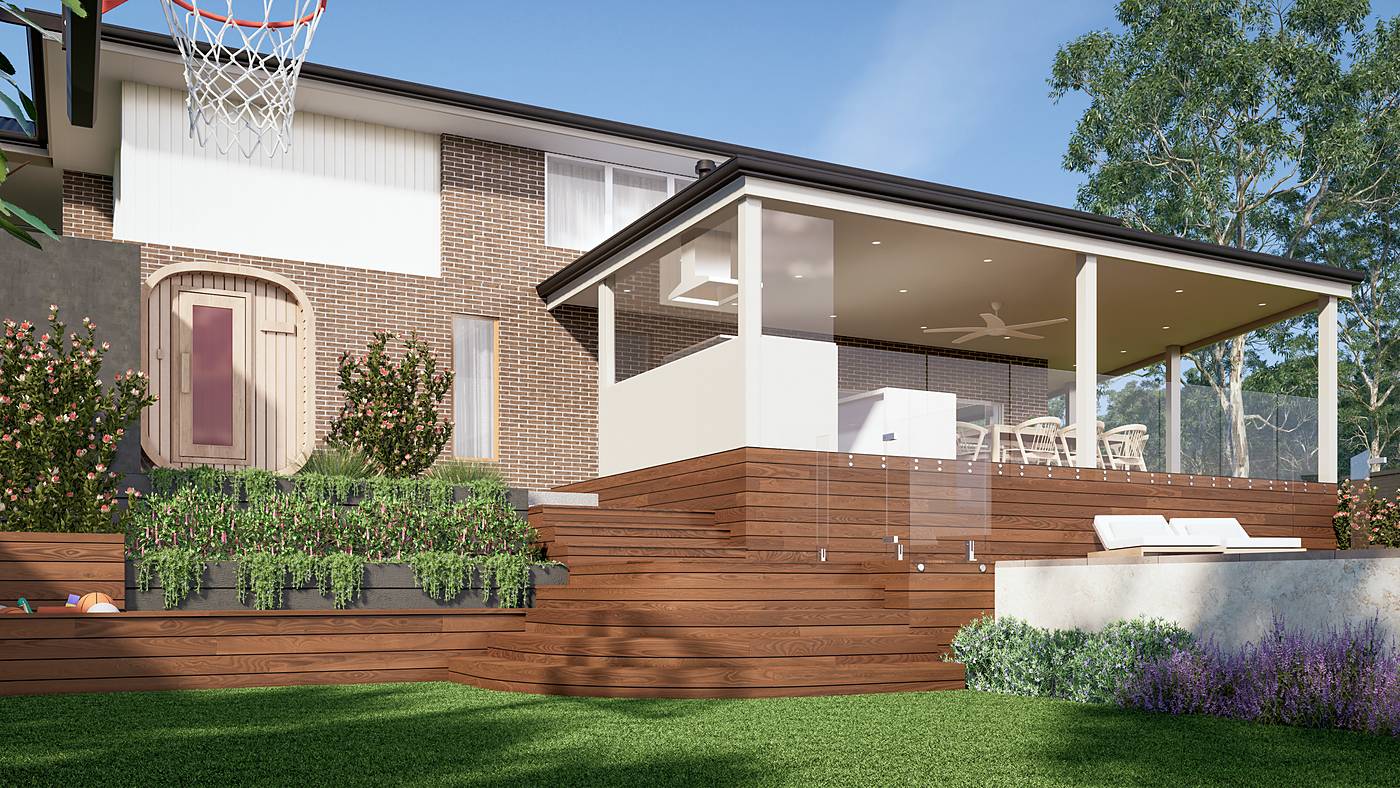 O'Meara Place, Macleod, Melbourne. 3D render of the landscape design