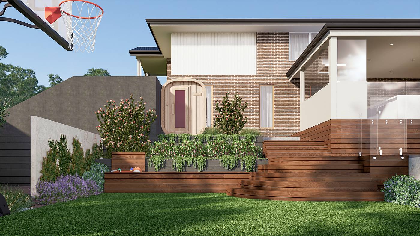 O'Meara Place, Macleod, Melbourne. 3D render of the landscape design