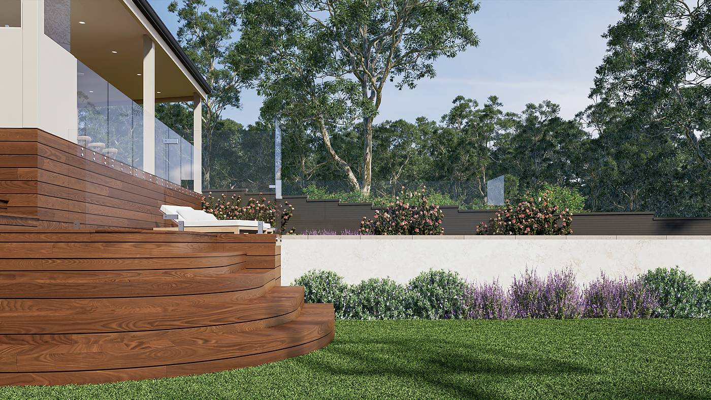 O'Meara Place, Macleod, Melbourne. 3D render of the landscape design