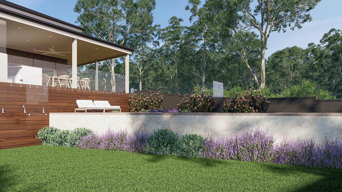 O'Meara Place, Macleod, Melbourne. 3D render of the landscape design