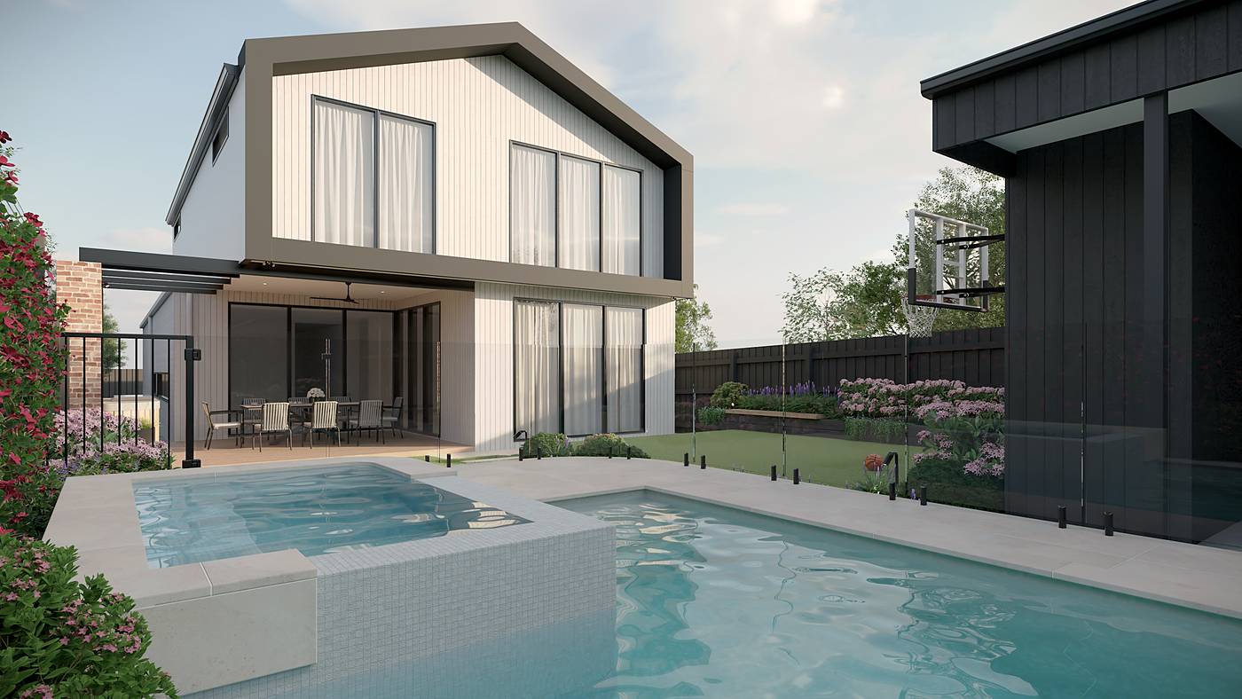 Orient Grove, Preston, Melbourne. 3D render of the landscape design