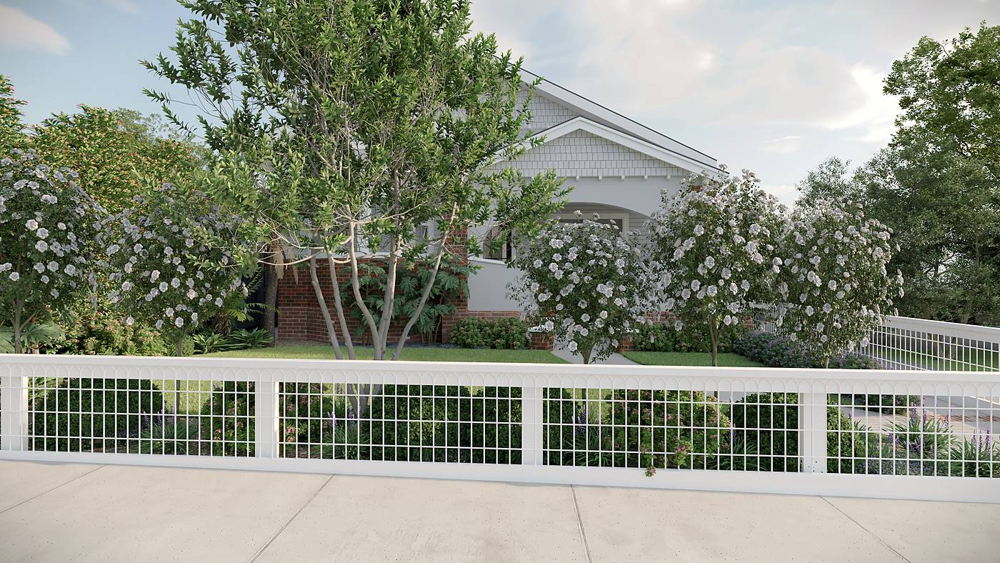 Orient Grove, Preston, Melbourne. 3D render of the landscape design