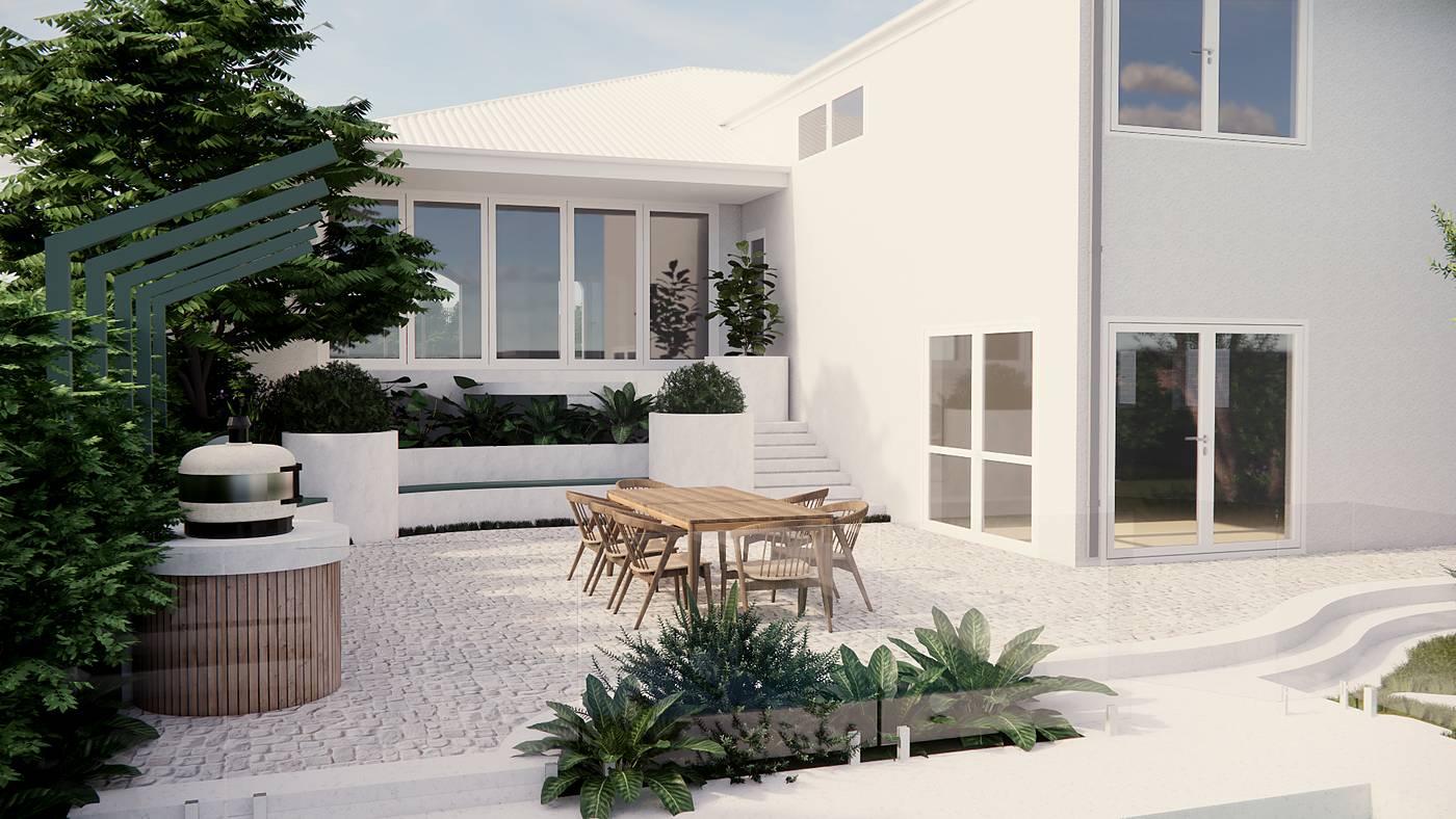 Palmerston Street, Berwick, Melbourne. 3D render of the landscape design