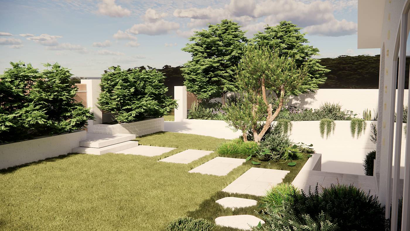 Palmerston Street, Berwick, Melbourne. 3D render of the landscape design