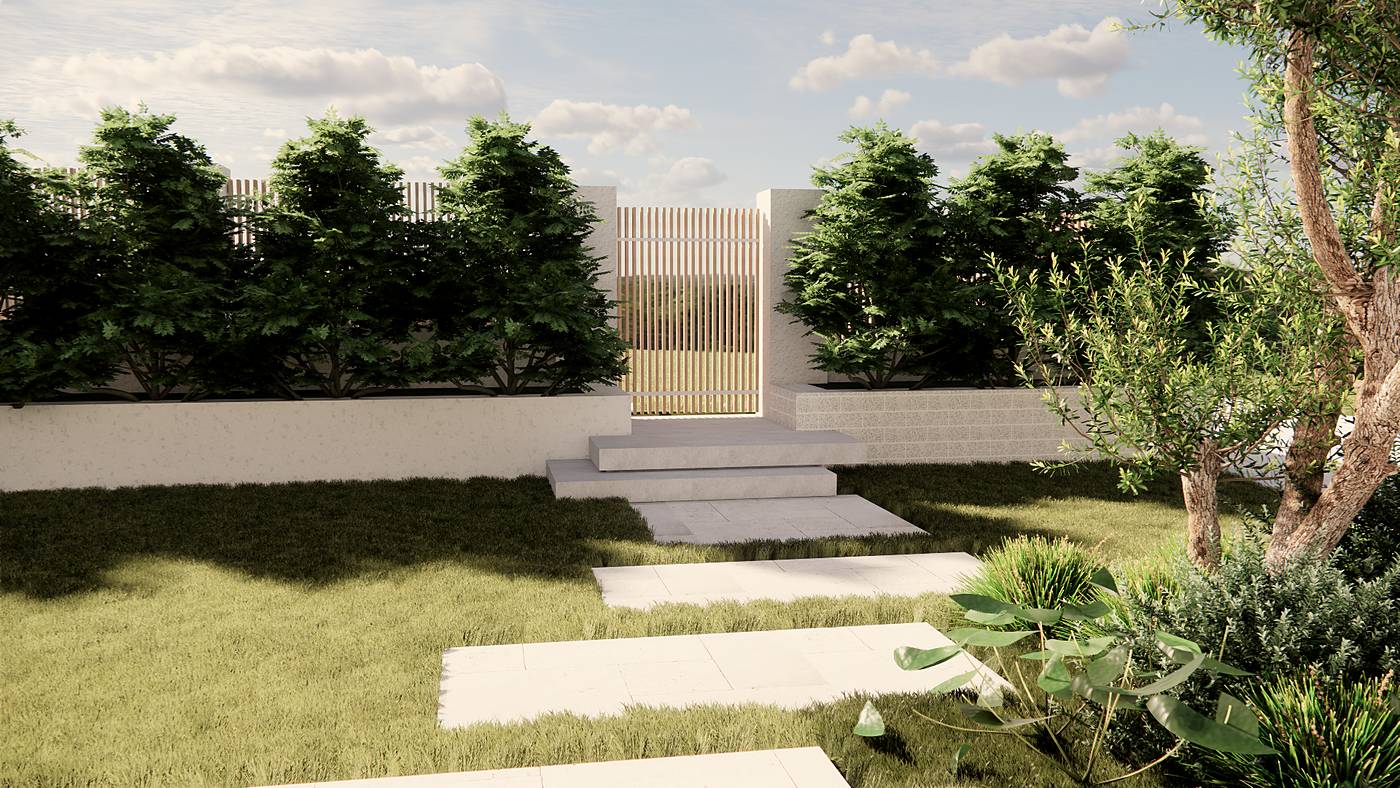 Palmerston Street, Berwick, Melbourne. 3D render of the landscape design