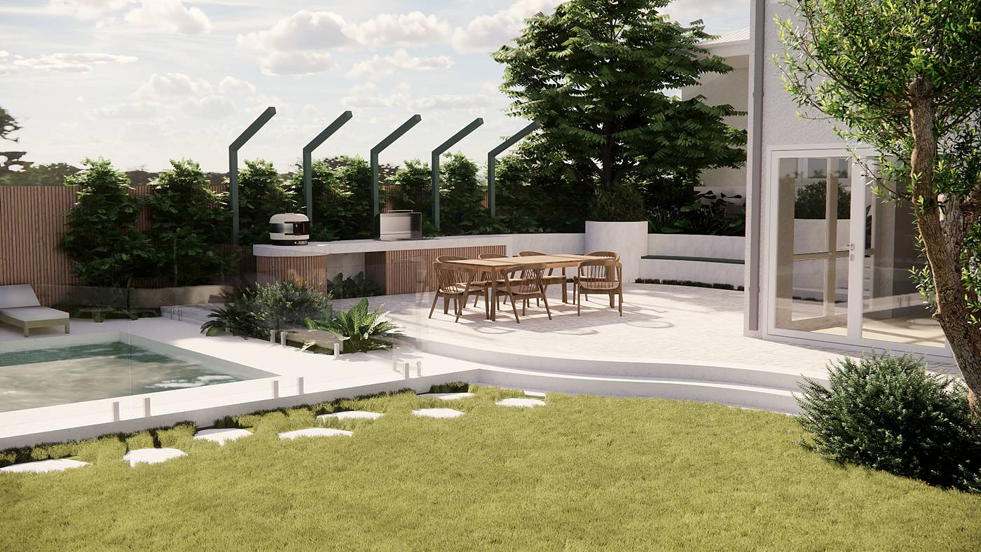 Palmerston Street, Berwick, Melbourne. 3D render of the landscape design
