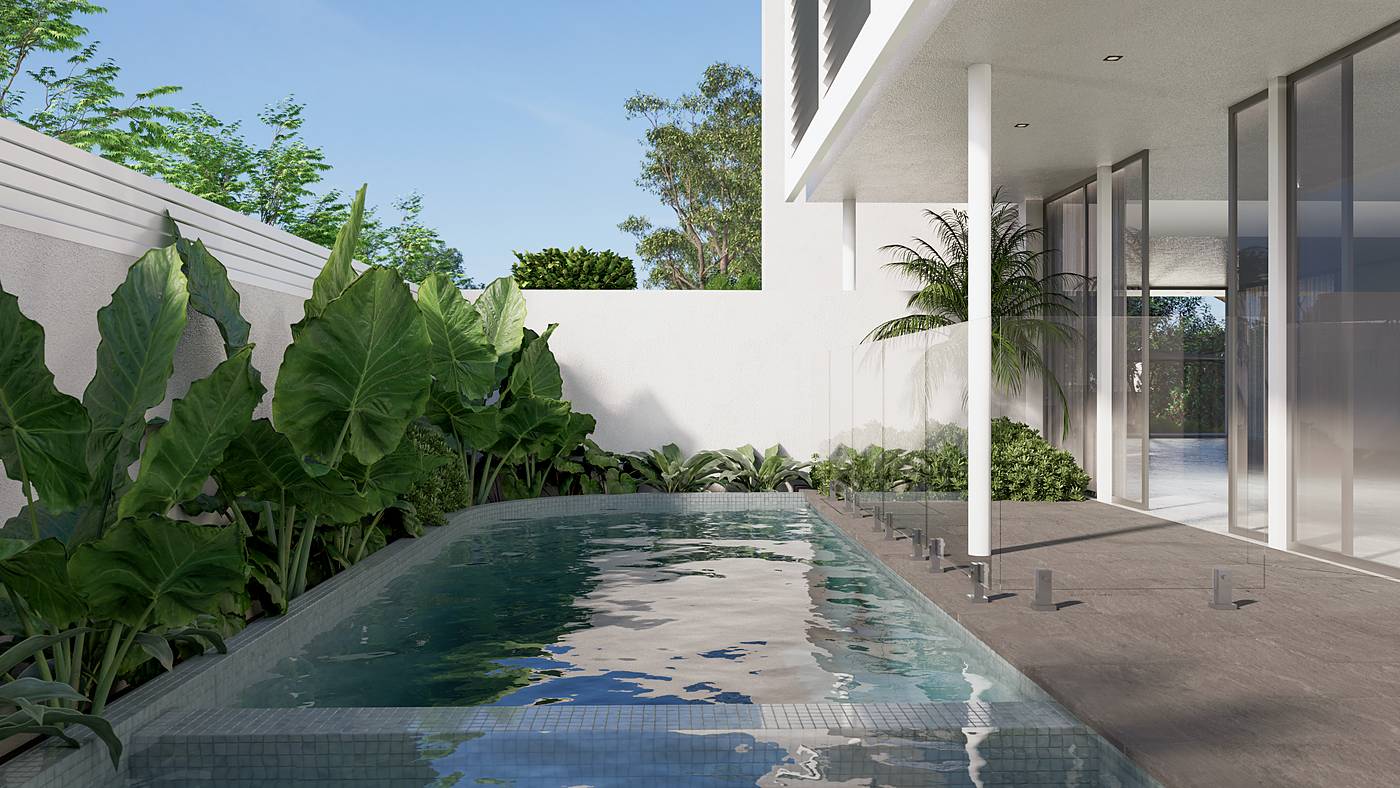 Park Avenue, Kew, Melbourne. 3D render of the landscape design