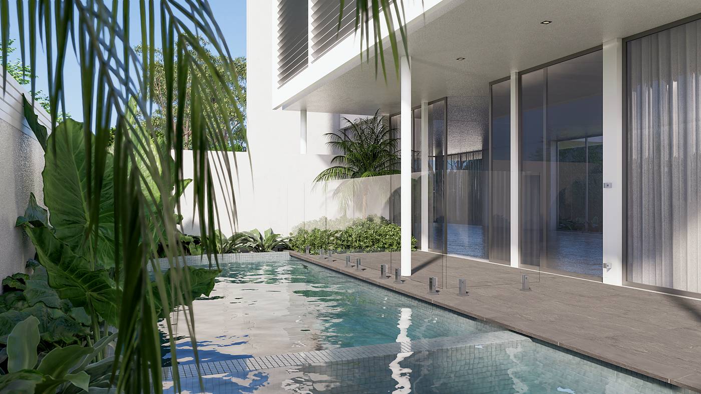 Park Avenue, Kew, Melbourne. 3D render of the landscape design
