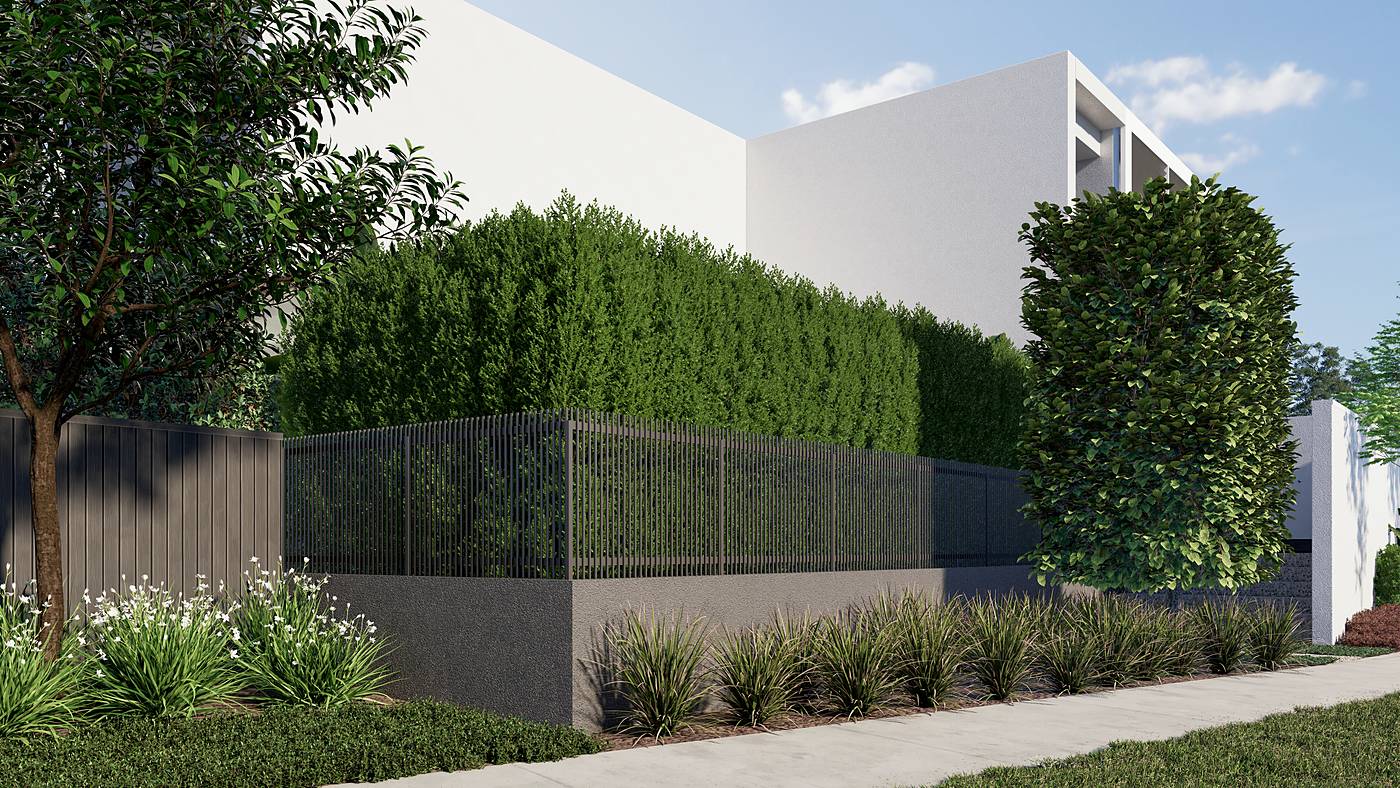 Park Avenue, Kew, Melbourne. 3D render of the landscape design