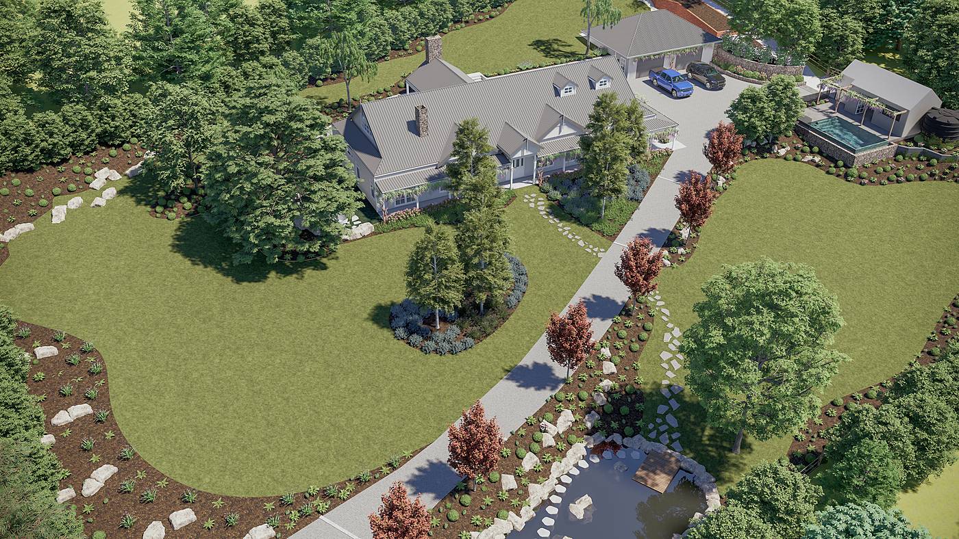 Payne Road, Beaconsfield, Melbourne. 3D render of the landscape design