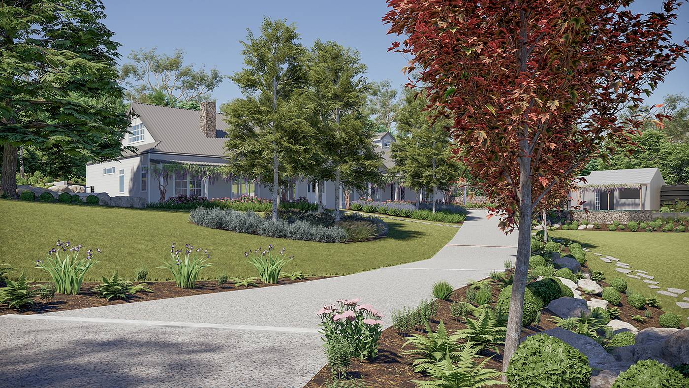 Payne Road, Beaconsfield, Melbourne. 3D render of the landscape design