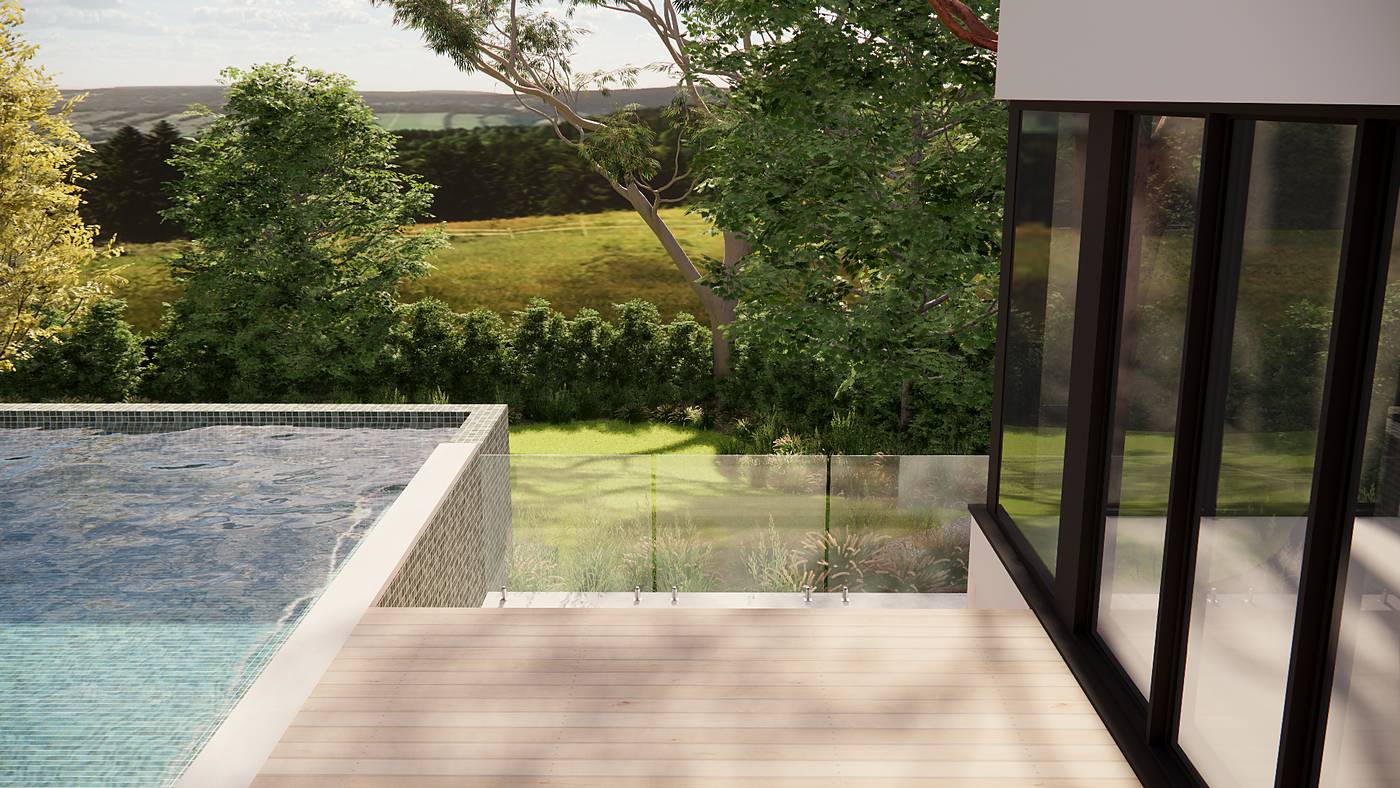 Pennell Street, Eltham North, Melbourne. 3D render of the landscape design