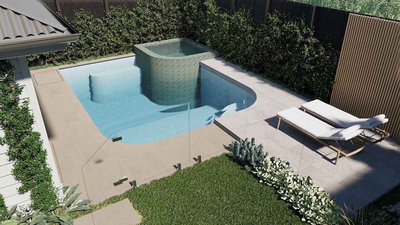 Raleigh Street, Thornbury, Melbourne. 3D render of the landscape design