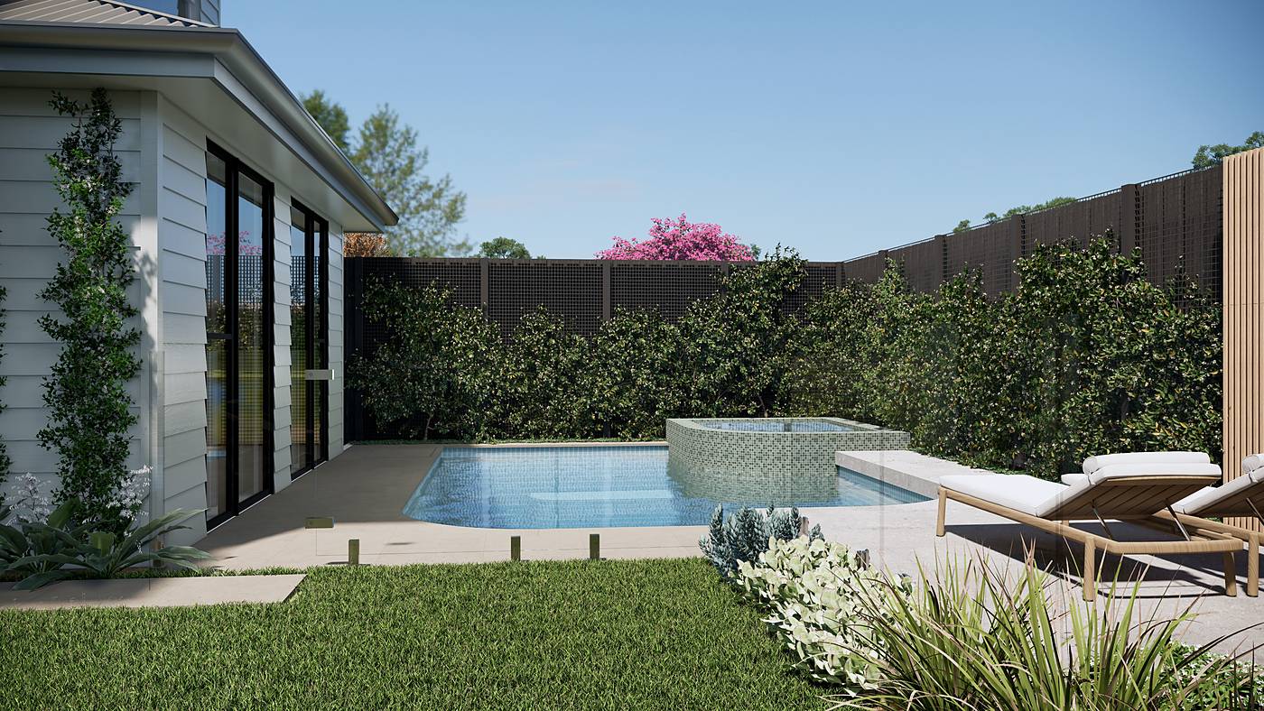 Raleigh Street, Thornbury, Melbourne. 3D render of the landscape design