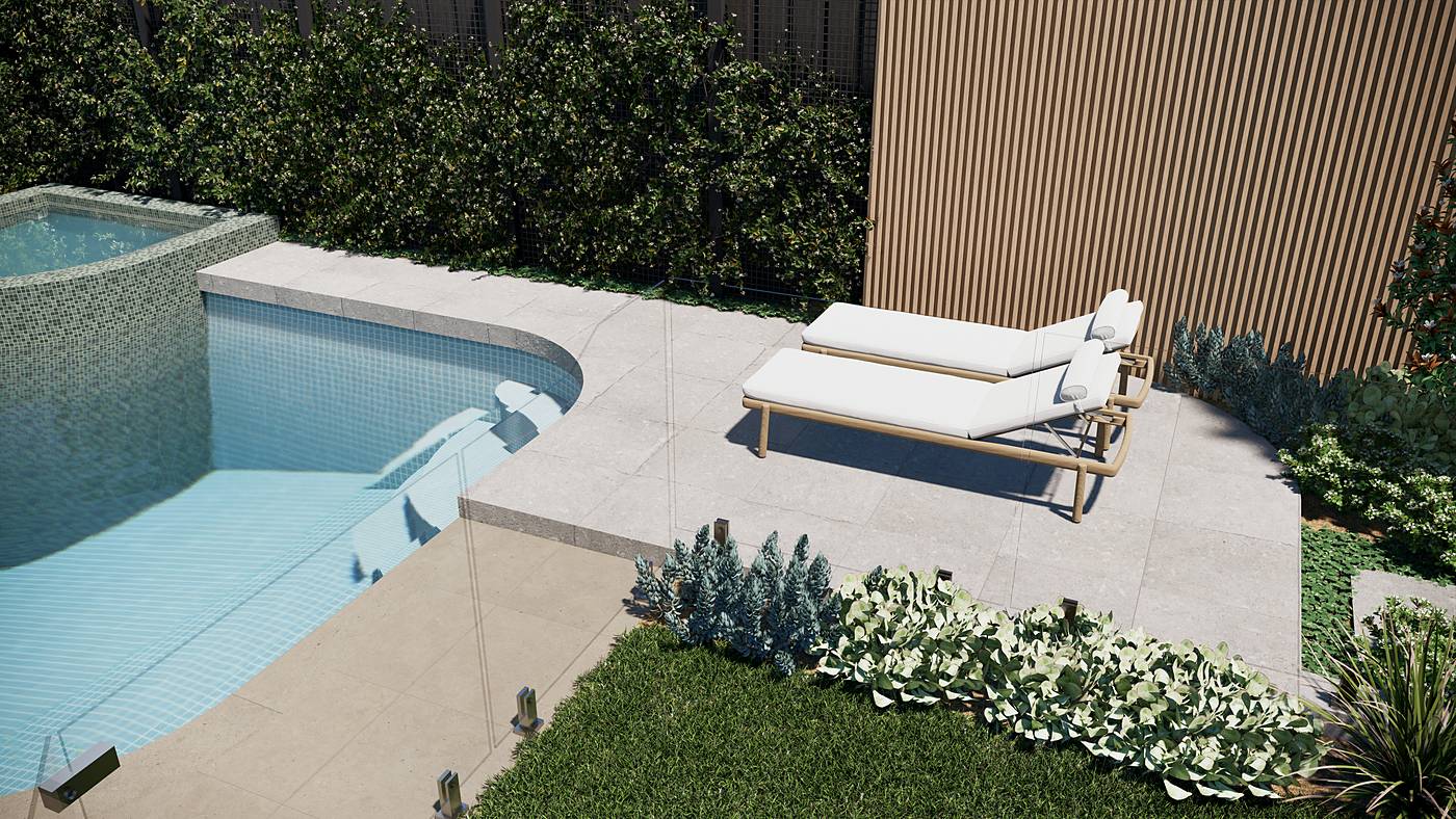 Raleigh Street, Thornbury, Melbourne. 3D render of the landscape design
